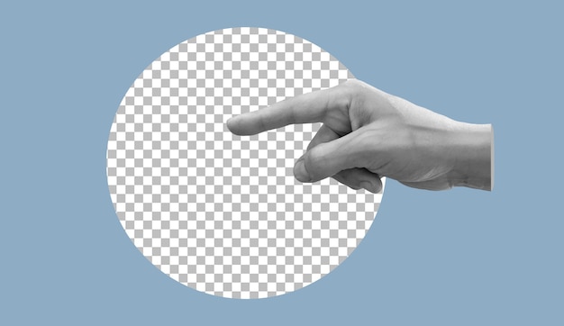 PSD hand pointing in black and white