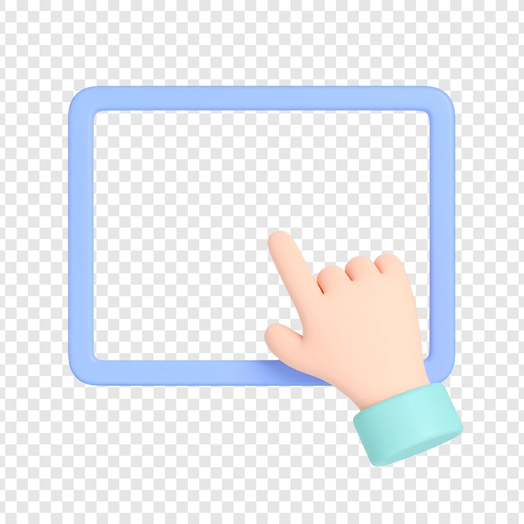 PSD hand pointing at a digital interface illustration