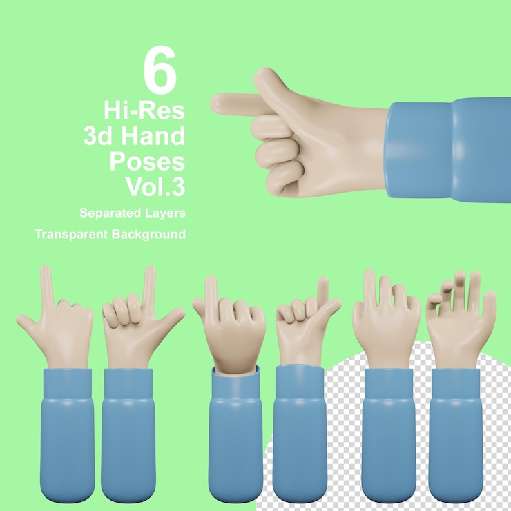 PSD hand poses collection