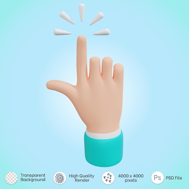 Рука позирует, указывая значком меток в 3d-рендеринге