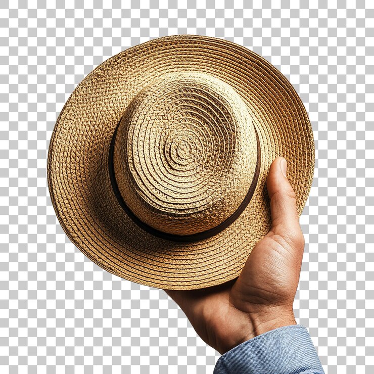 PSD hand presenting a stylish hat against a transparent background