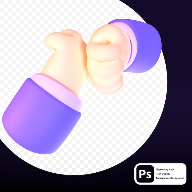 Hand puch in 3d render for graphic asset web or presentation