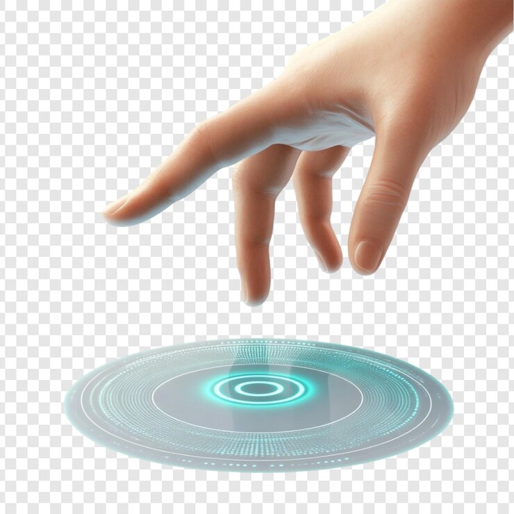 PSD hand reaching futuristic interface a digital touch