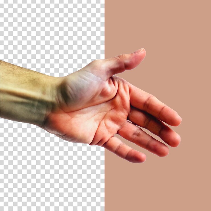 PSD a hand reaching to touch something isolated on transparent background
