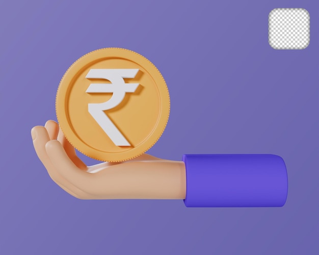 Hand Rupee Coin Money Finansowanie inwestycyjne ilustracja 3d