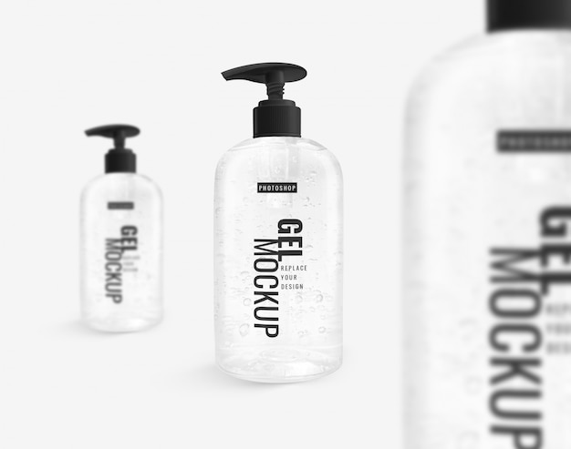 Hand sanitizer bottle of alcohol clear gel mockup