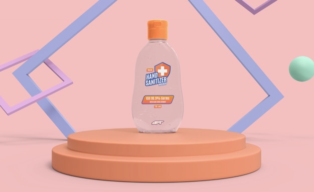 Mockup di bottiglia di gel disinfettante per le mani