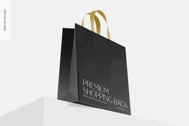 Hand shopping bag mockup, inquadratura dal basso