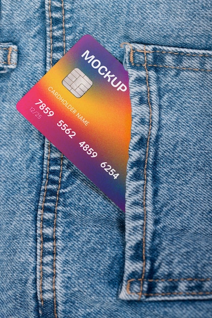 PSD hand taking credit card mockup from pocket