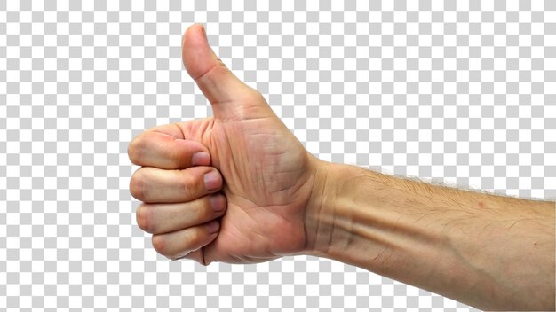 PSD hand thumb up isolated on transparent background