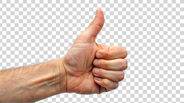 PSD hand thumb up isolated on transparent background