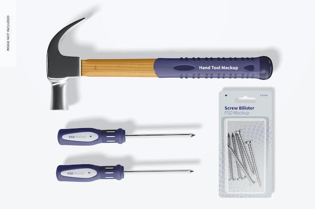 PSD hand tool set mockup