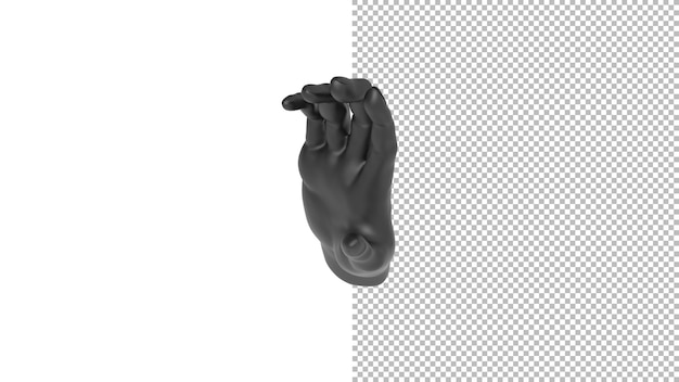 PSD hand top view without shadow 3d render