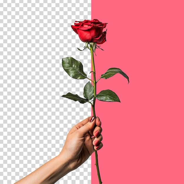 Hand vasthoudende roos png geïsoleerd op doorzichtige achtergrond