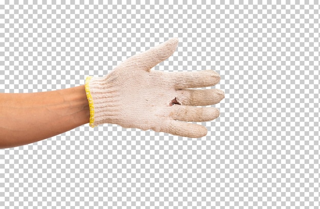 PSD hand wearing cotton glove isolated