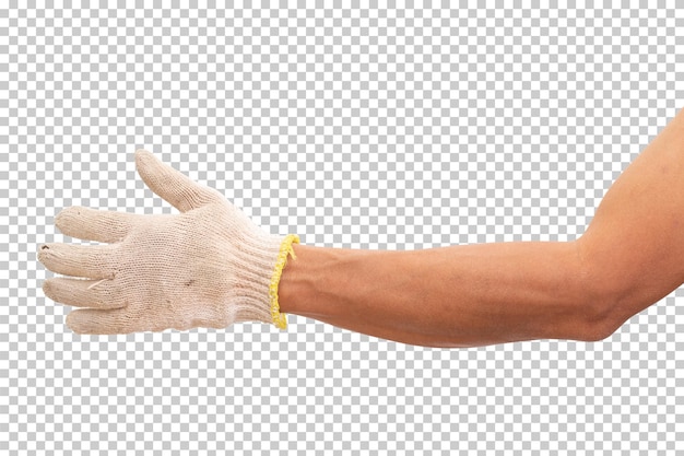 PSD hand wearing cotton glove isolated