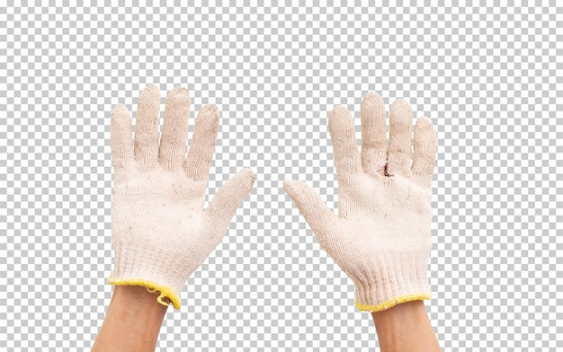 PSD hand wearing cotton glove isolated