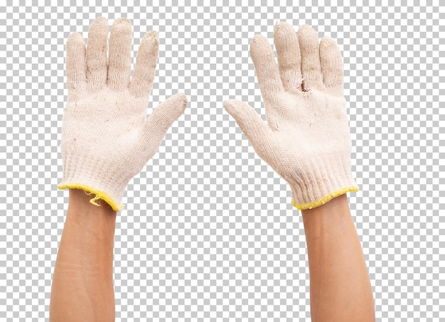 PSD hand wearing cotton glove isolated