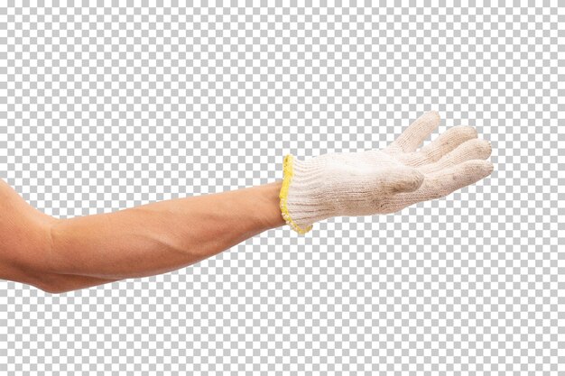 PSD hand wearing cotton glove isolated