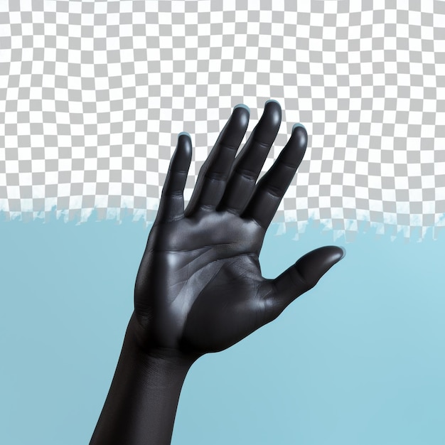 PSD a hand with a black glove that says  hand  on it