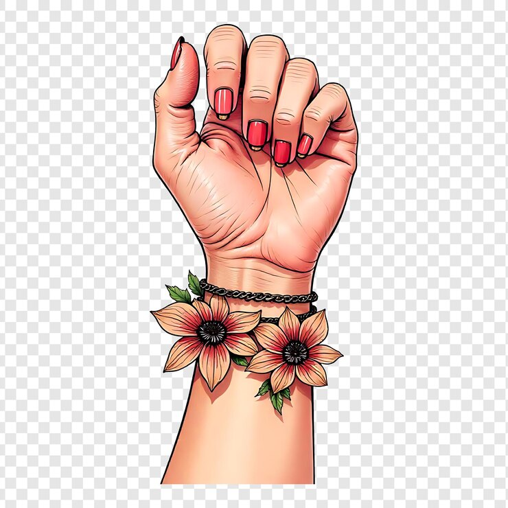 PSD a hand with a flower bracelet