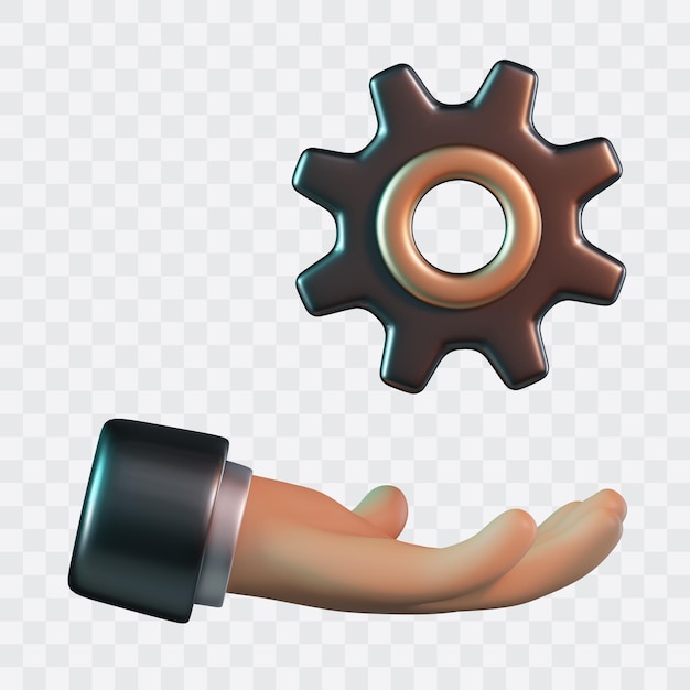 Hand with Gear 3D Icon
