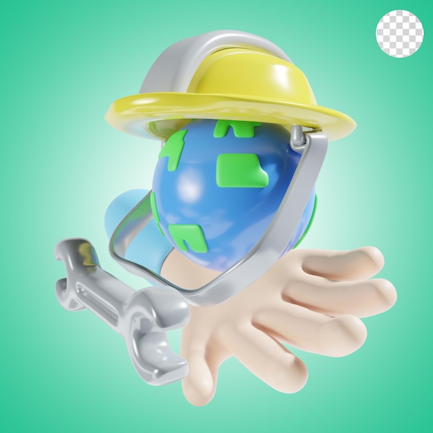 Hand with labour globe 3d illustration