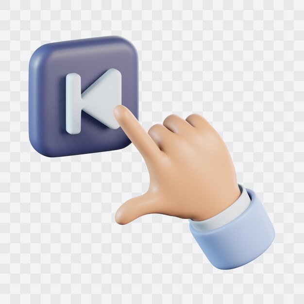 Hand with Previous Button 3D Icon