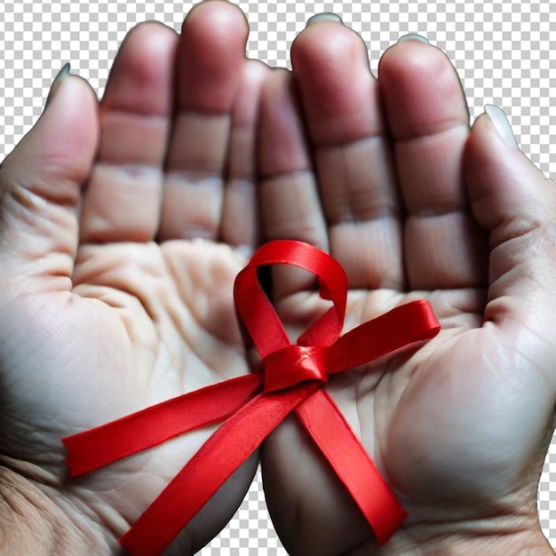 PSD a hand with a red ribbon