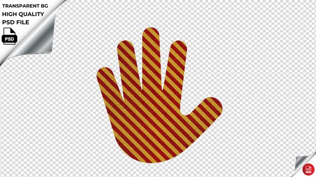 PSD hand with a red and yellow striped pattern on a transparent background