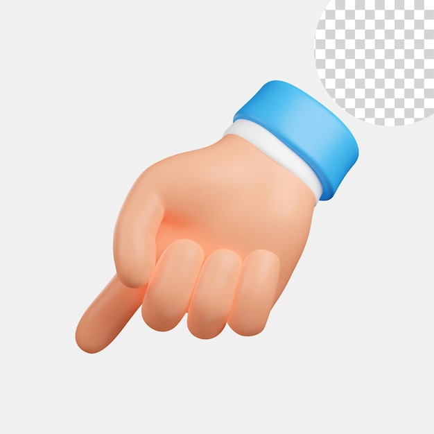 Hand with thumb up. thumb up sing. hand pointing a finger. 3d render