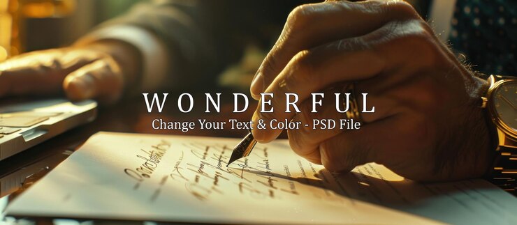 PSD hand writing with a fountain pen on document