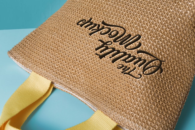 Handbag with embroidered text mockup