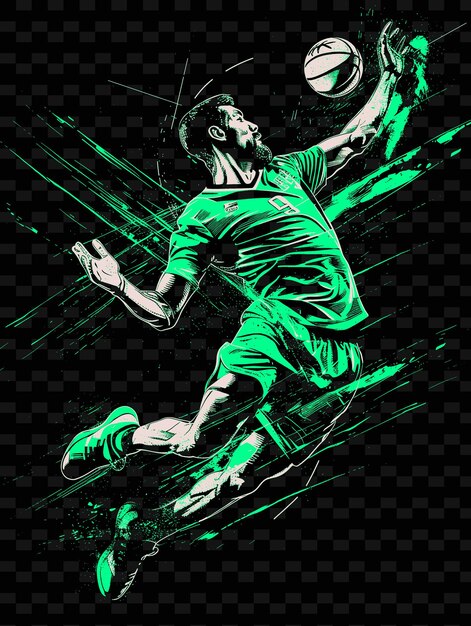 Handball player throwing the ball with force with a powerfu illustration flat 2d sport backgroundl