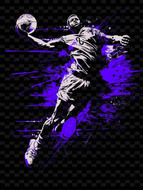 PSD handball player throwing ball with jumping pose with determ illustration flat 2d sport backgroundi