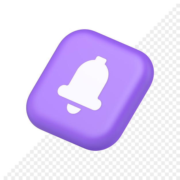 Handbell ring button cyberspace sound reminder service symbol application website icon 3d rendering