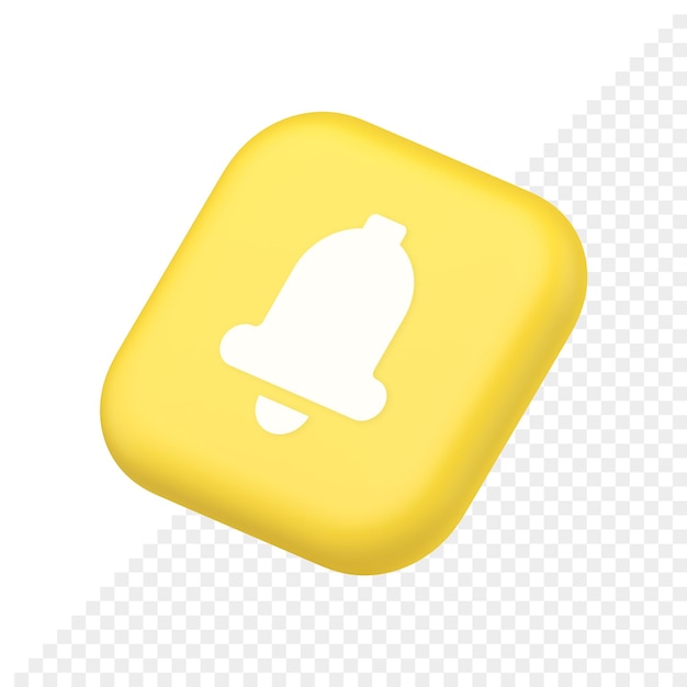 handbell ring button cyberspace sound reminder service symbol website icon 3d rendering