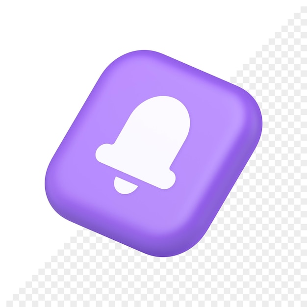 Handbell ring sound notification button incoming message call notification symbol application website icon 3d rendering