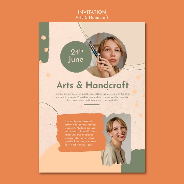 PSD handcraft workshop invitation template