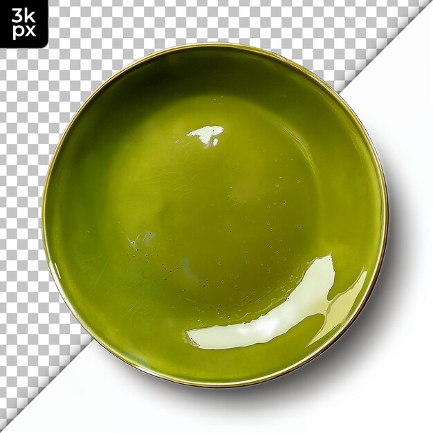 Handcrafted pottery plate isolated on transparent background