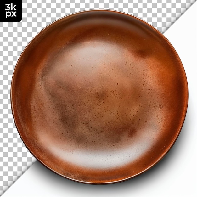 PSD handcrafted pottery plate isolated on transparent background