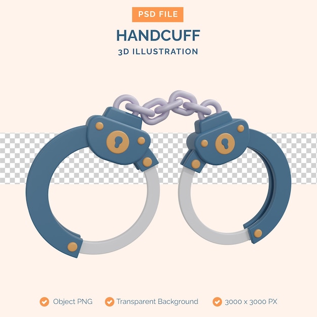 PSD handcuff 3d illustration