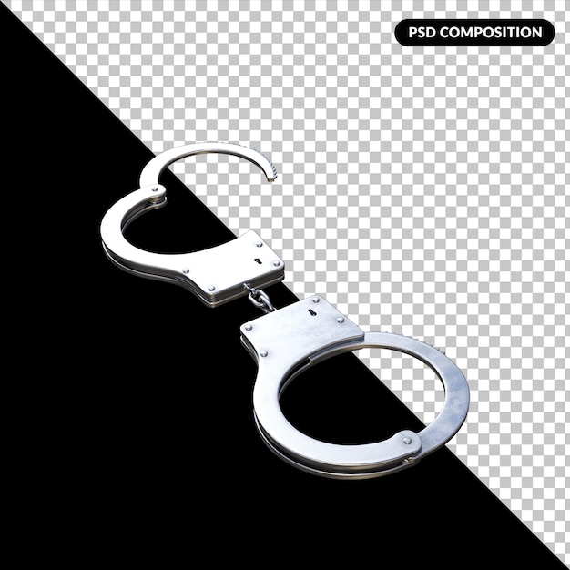 PSD handcuffs isolated 3d rendering