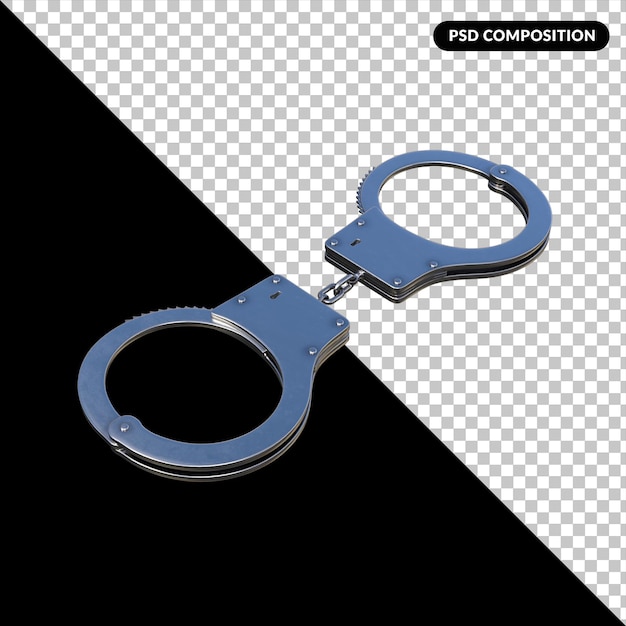 PSD handcuffs isolated 3d rendering