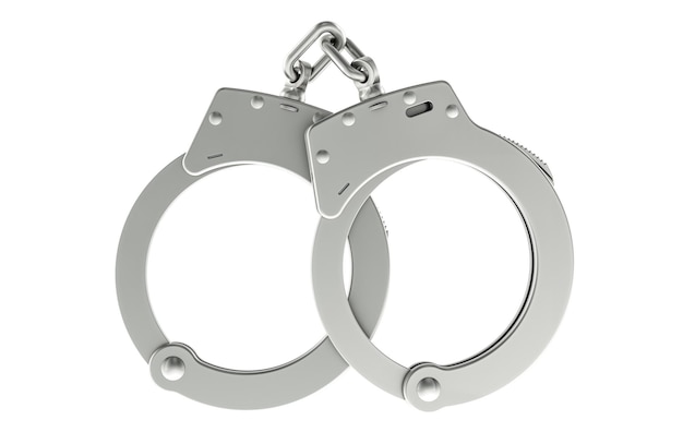 Handcuffs top view 3D rendering isolated on transparent background