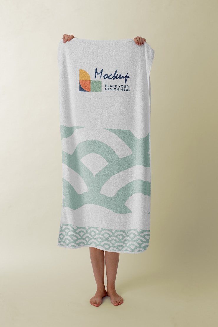 PSD handdoekmodel met patroonontwerp