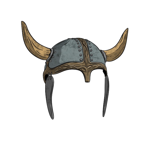 PSD handdraw realistic vikings helmet drawing png