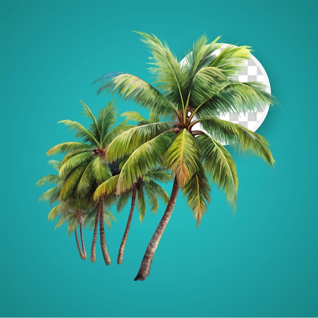 PSD handdrawn background with sea and palm trees