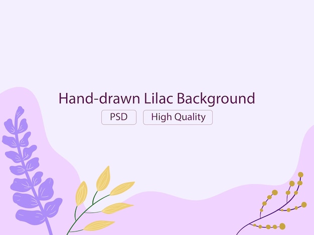 Handdrawn lilac background with delicate leaves for a whimsical and enchanting touch