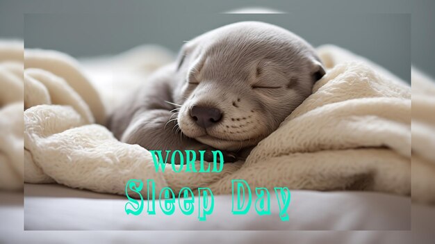 PSD handdrawn world sleep day with woman